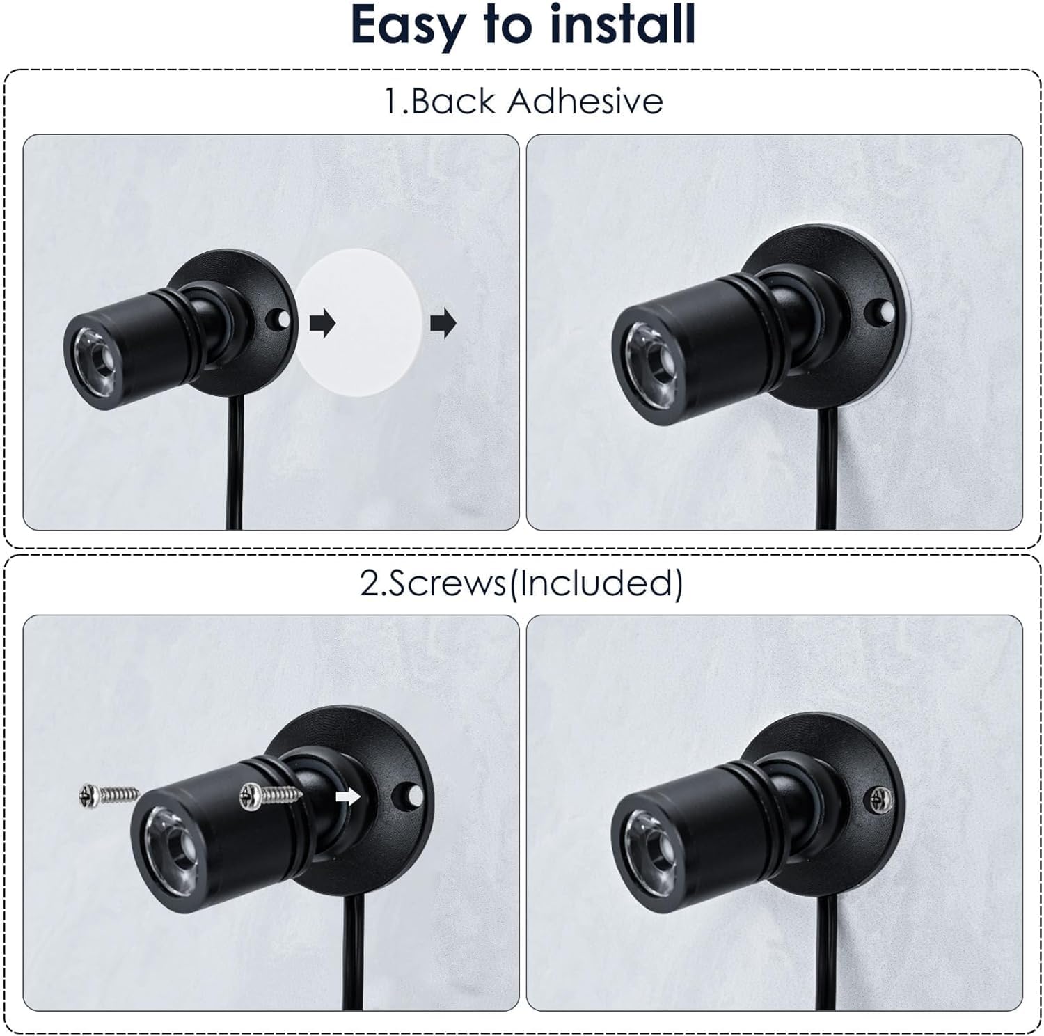 5V LED Mini Spotlights Colorful - Dimmable 1.5W 150lm Tiny Spotlights for Displays with Wireless Dimmer - Pack of 4