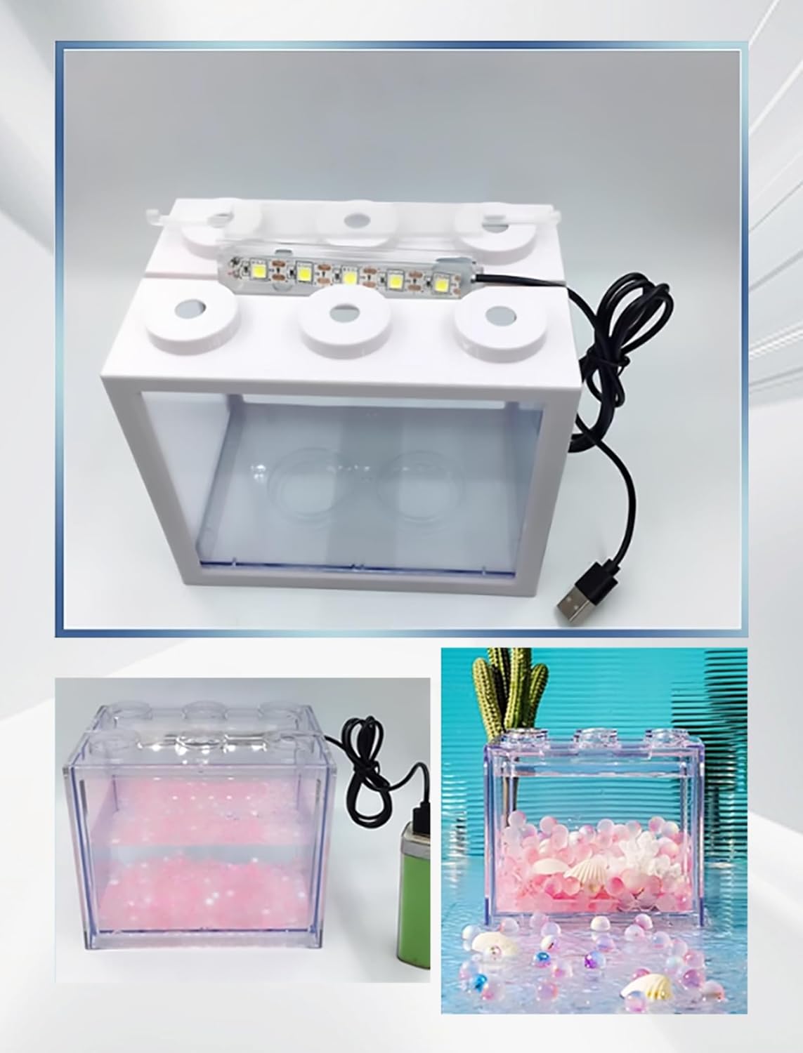 GLOGLOW Aquarium Light, USB Aquarium Light Weight Small Water Plant Light Fish Desktop Mini Decoration Soft LED Lighting Lamp