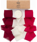 Vitalizart Red Handmade Chiffon Silk Ribbon Fringe 1.5" x 21 Yd Frayed Edges Ribbons for Wedding Invitations Bridal Bouquets Gifts Wrapping Crafts Holiday Party Decorations