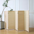5 Panel Room Divider Short Folding Screen Divider,Double Sided Bamboo Panel Divider for Room Separation,Beige,47.2" H x 76.75" W