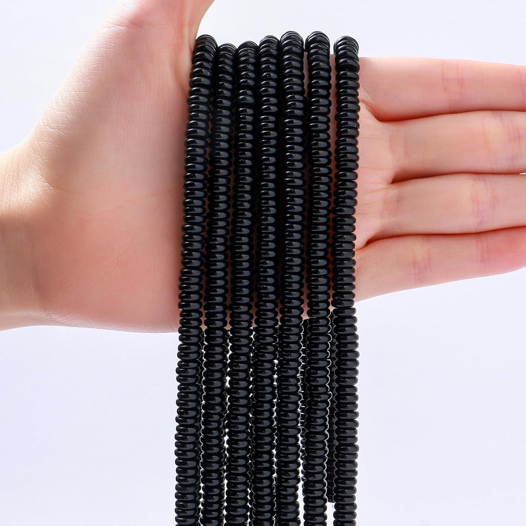 Natural Black Onyx Agate Disk Stone Spacer Beads 6x2mm 38cm/str Flat Rondelle Loose Semi Gemstone Caps for Making Bracelets Necklace