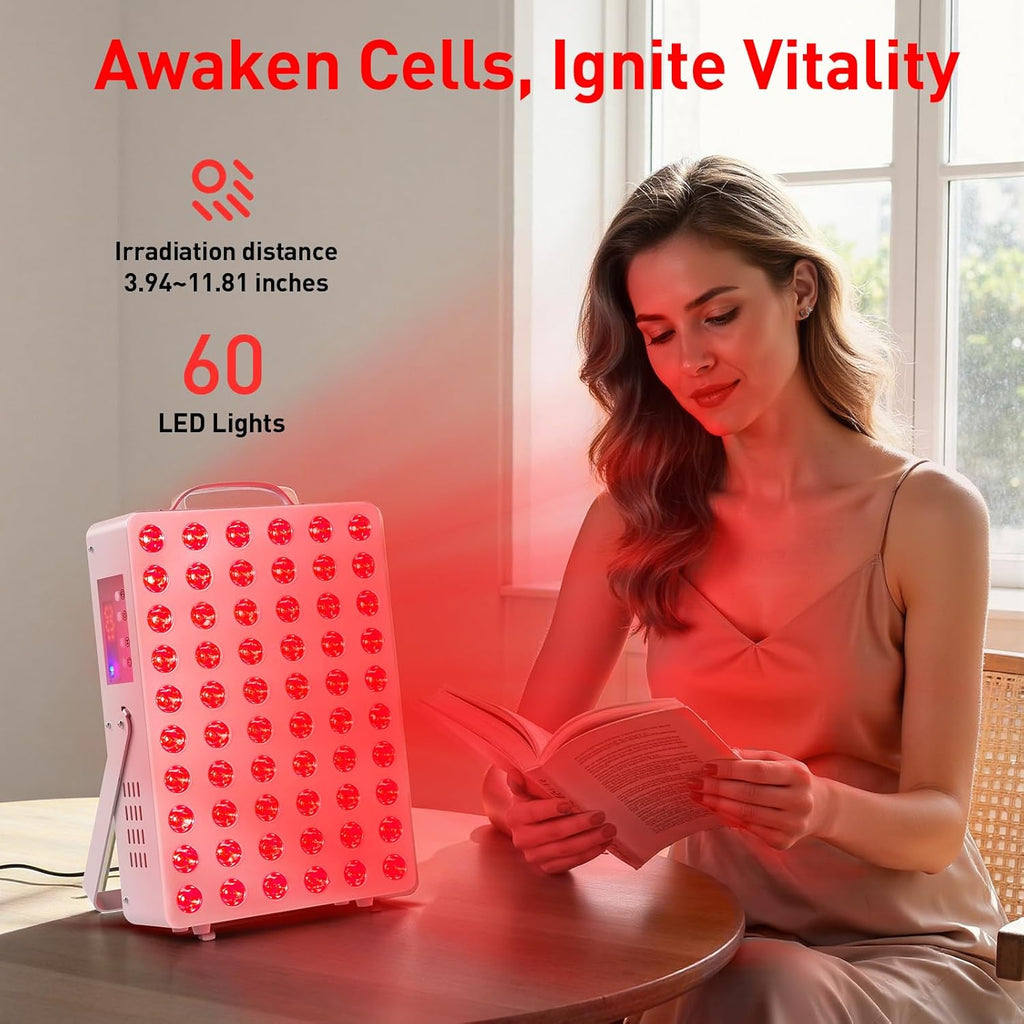 Red Light Therapy for Face Body Infrared Light Therapy for Body 150W with 60 Dual Chip LEDs with 660nm & 850nm Near Infrared LED Red Light Therapy Panel at Home 3 Modes Adjustable Brightness and Timer