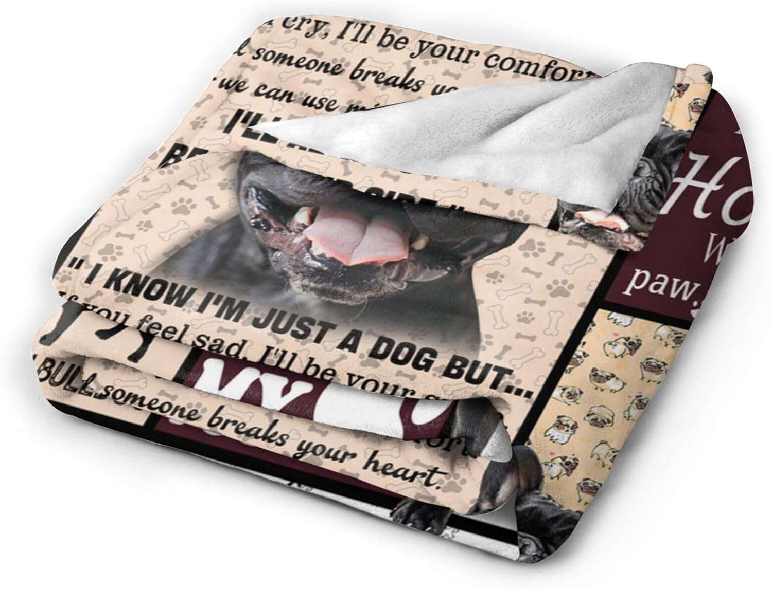 Pug Blanket Pug Throw Blanket Dog Flannel Stuff Merch Cozy Decor Fleece Plush Fuzzy Warm Soft Lightweight Bedding Gifts for Dog Lover Girls Women Men Boy Couch Sofa 60"X50"