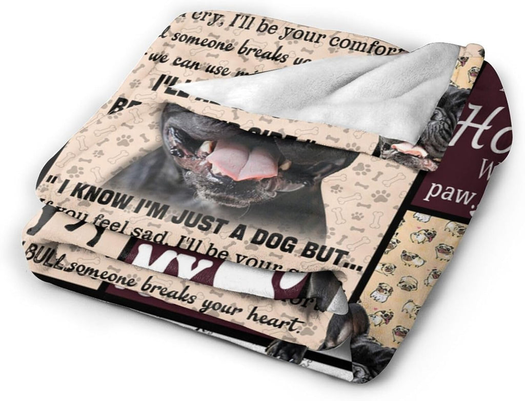 Pug Blanket Pug Throw Blanket Dog Flannel Stuff Merch Cozy Decor Fleece Plush Fuzzy Warm Soft Lightweight Bedding Gifts for Dog Lover Girls Women Men Boy Couch Sofa 50"X40"