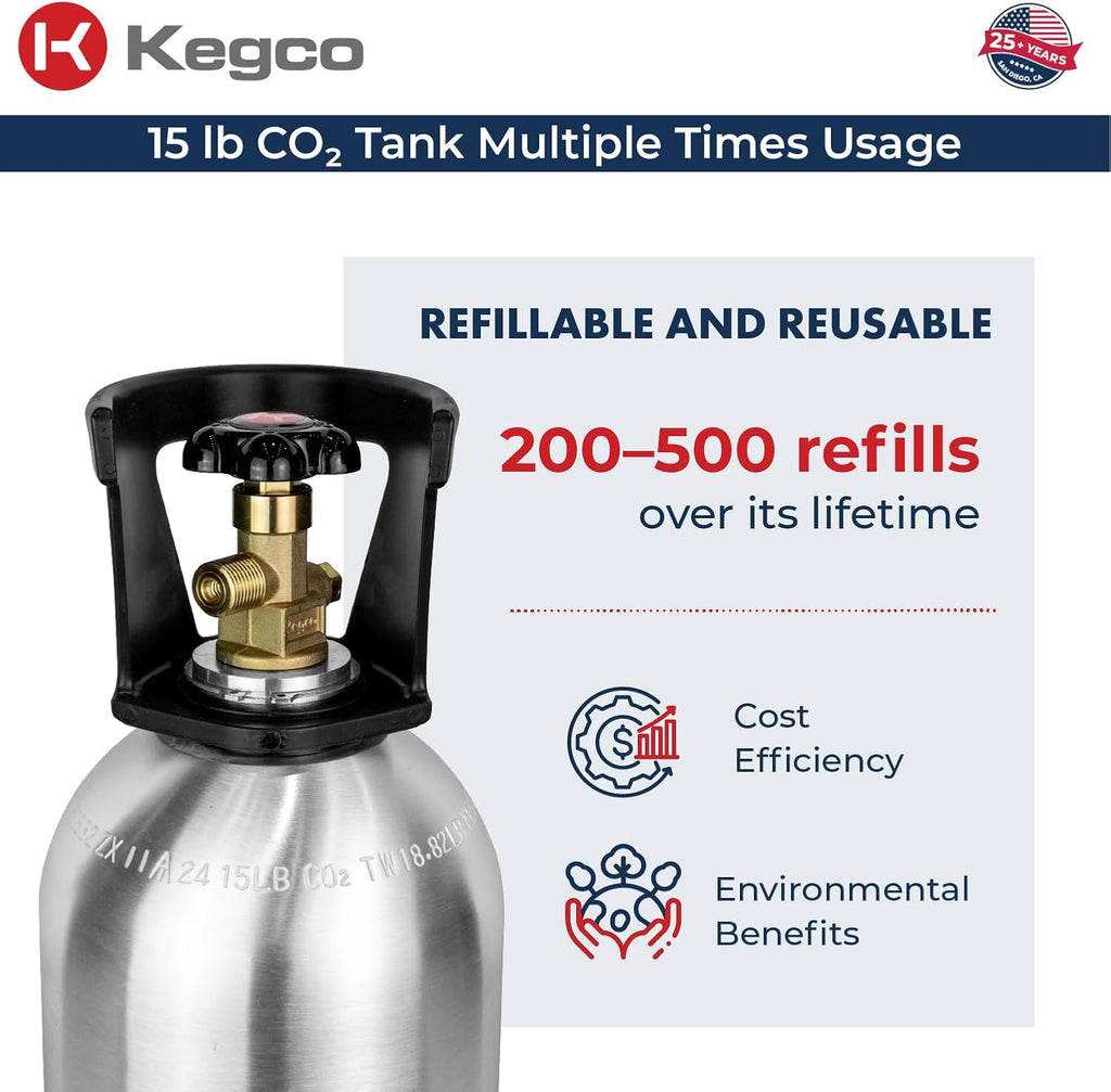 Kegco 15 lb. Aluminum Tank Co2 Cylinder