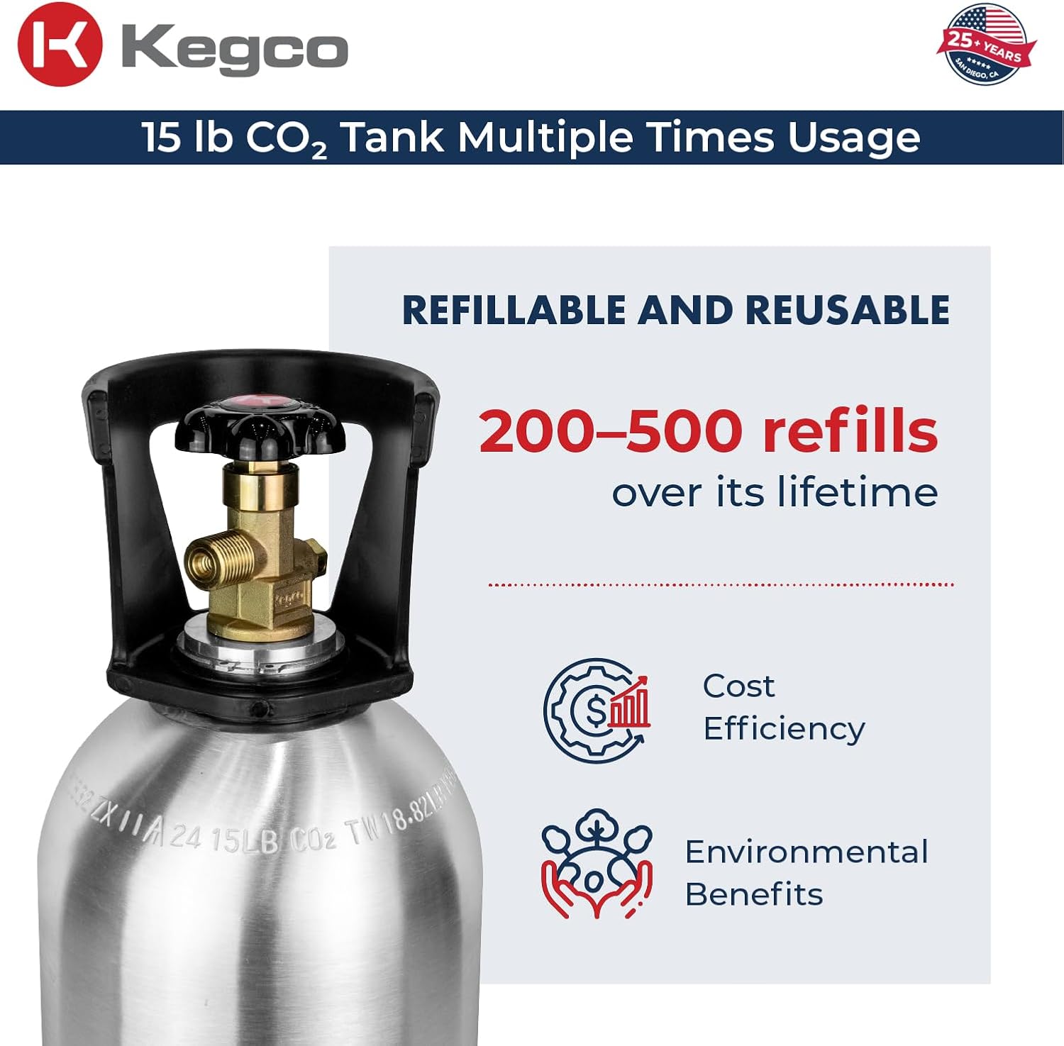 Kegco 15 lb. Aluminum Tank Co2 Cylinder