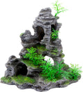 Saim Aquarium Mountain View Stone Ornament, Artificial Mountain Hill View Stone Rock Cave Aquarium Decorations Fish Tank Decor for Betta Cichlids Hideaway Cave, Hermit Crab Hideout - Large