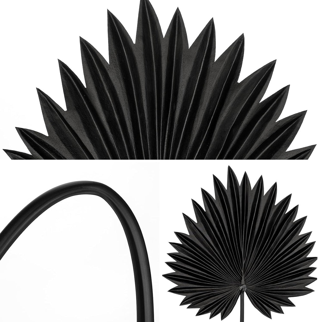 DILATATA 3PCS Large Black PU Foam Artificial Palm Leaves – Faux Tropical Palm Fronds for DIY Wedding Bouquets, Centerpieces, Bridal Shower, Party & Home Decor Arrangements