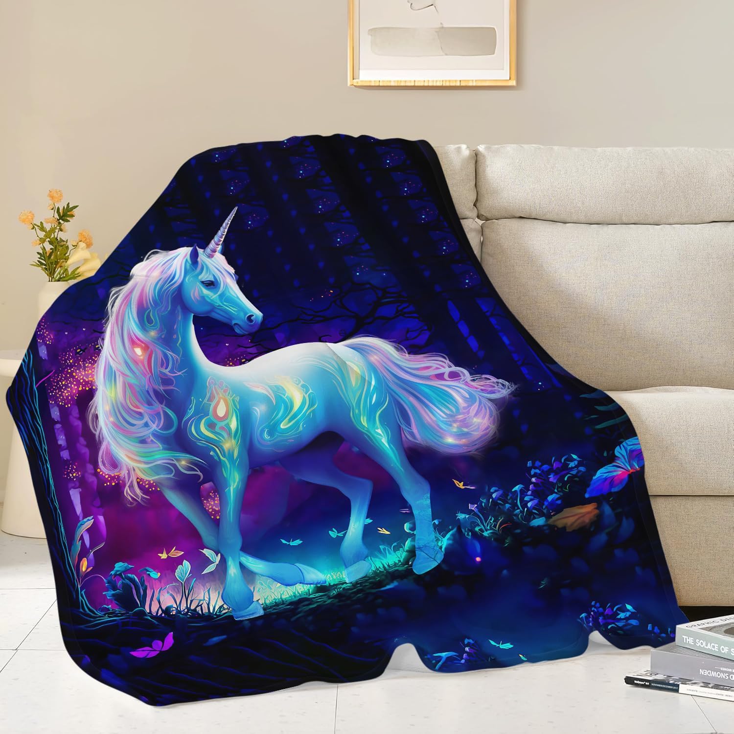 Unicorn Blanket Unicorn Throw Blanket Gifts for Girls Women Kids Adults Super Soft Cozy Plush Fluffy Fuzzy Fleece Blanket Home Decor 60''X80''