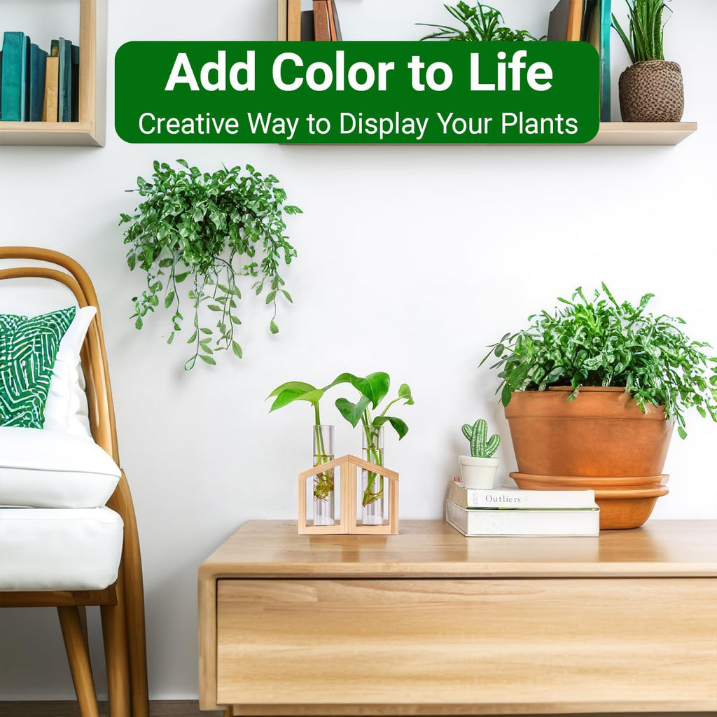 Propagation Station, Plants Terrarium, Plants Lover Gifts for Women,Plant Cutting Holder Home décor,Gifts for Women,House Warming New Home-2 Tubes-Beige
