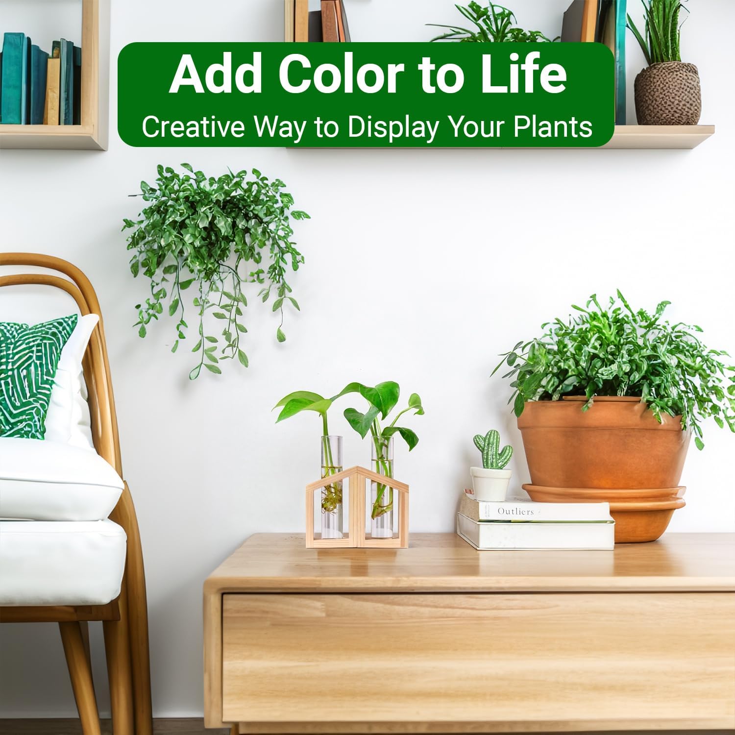 Propagation Station, Plants Terrarium, Plants Lover Gifts for Women,Plant Cutting Holder Home décor,Gifts for Women,House Warming New Home-2 Tubes-Beige