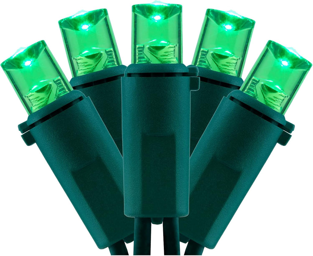 YULETIME 200 Green Wide Angle LED Christmas Lights, 66 Feet Green Wire UL Certified 5mm Holiday String Light Set (Green)