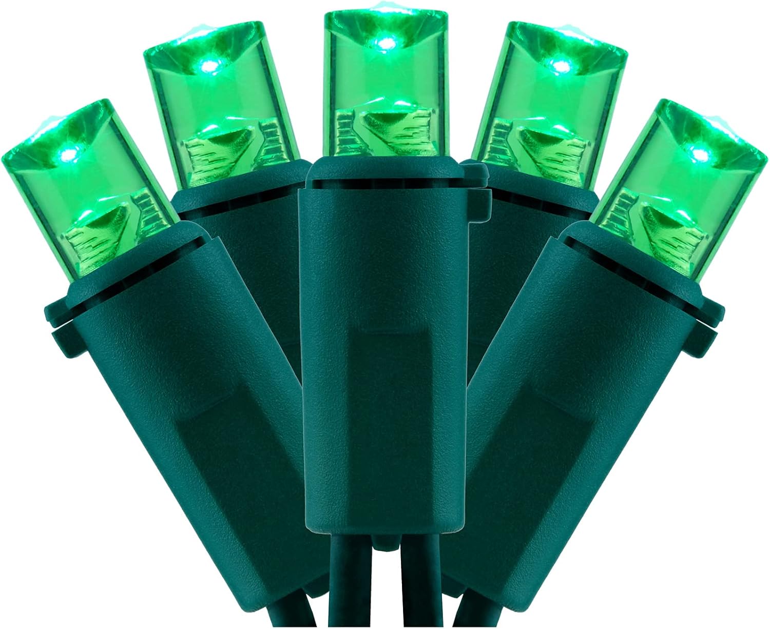 YULETIME 200 Green Wide Angle LED Christmas Lights, 66 Feet Green Wire UL Certified 5mm Holiday String Light Set (Green)