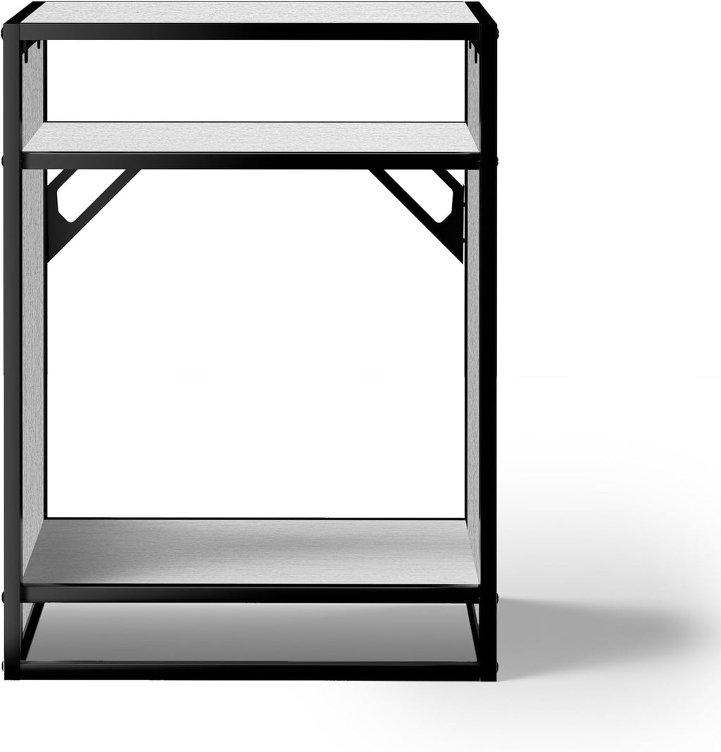 LANDEN Washed Oak Wood Metal Frame Stand, Three-Shelf for Fish Tanks up to 30 Gal, CLX60-60X45X80cm (23.6x17.7x31.49 in), for Fish Tanks and Reptile Terrariums, Home & Office Use