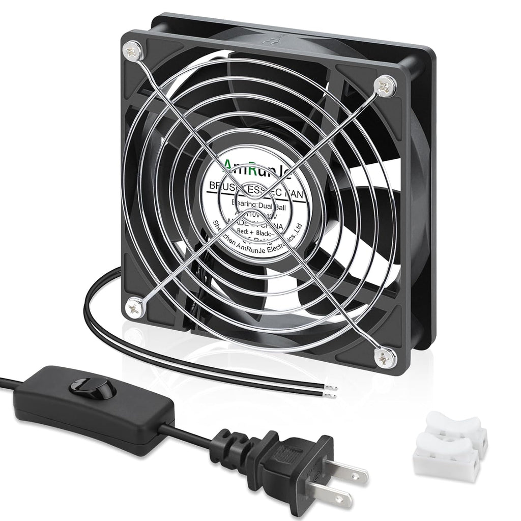 EC Cooling Fan 120mm x 25mm Small Brushless Axial Muffin Fan 110V 115V 120V 220V 240V Dual Ball Bearing for DIY Window PC RV Refrigerator Aquarium Exhaust Cooling