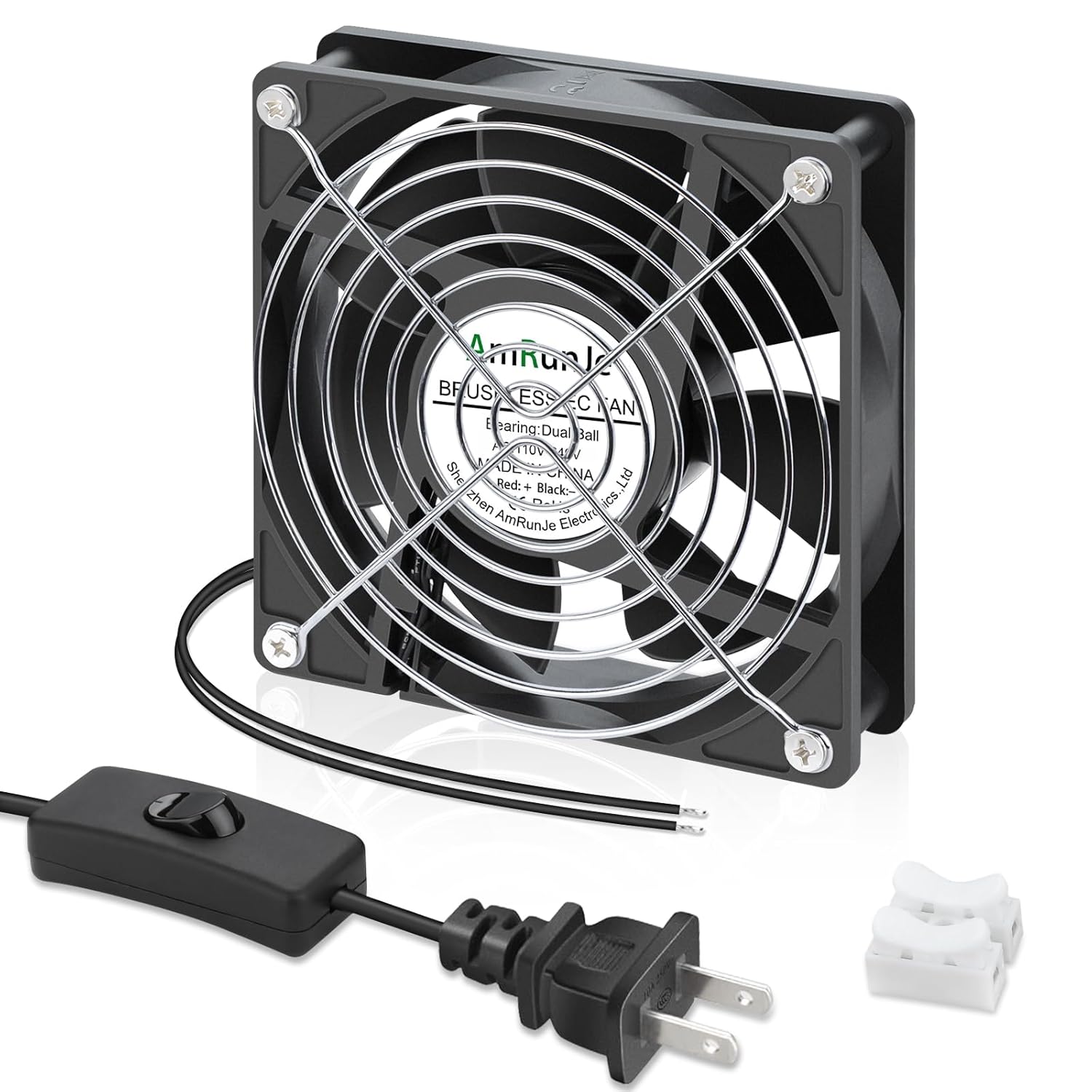EC Cooling Fan 120mm x 25mm Small Brushless Axial Muffin Fan 110V 115V 120V 220V 240V Dual Ball Bearing for DIY Window PC RV Refrigerator Aquarium Exhaust Cooling