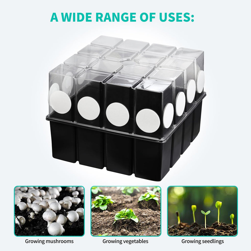 5 Set Monotub with Filter Disks 43.5 Quart Mushroom Grow Kit Vegetable Planting Tray Mini Greenhouse Germination Box for Seeds Growing Starting
