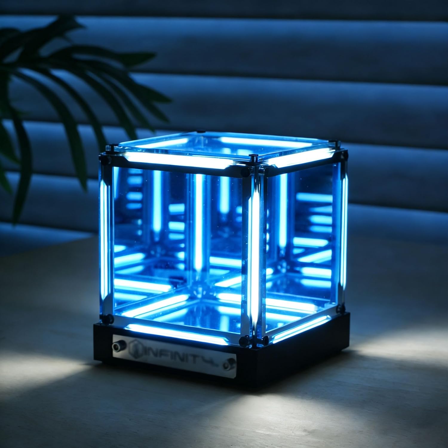Infinite Space Abyss Lamp, Creative 4D Infinite Space Abyss Night Light with Touch Dimming, Rechargeable LED Hyper Cube Night Light for Gaming Setup Futuristic Room Décor (Blue, Stepless dimming)