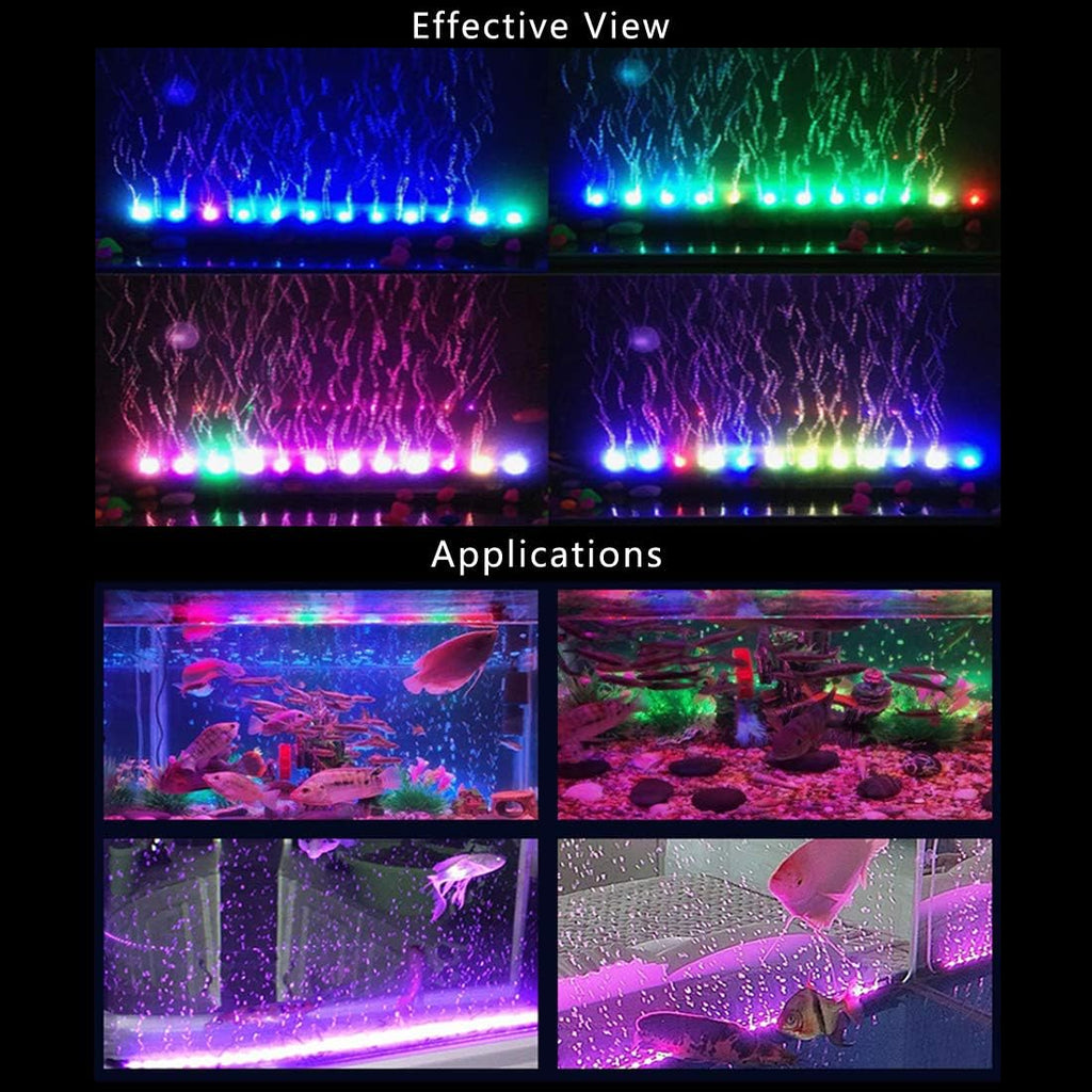 PULACO 2W Aquarium Fish Tank Air Stone with Automatic Color Changing LED Light (Length -10" for Small Fish Tank) for Aquarium Air Pump