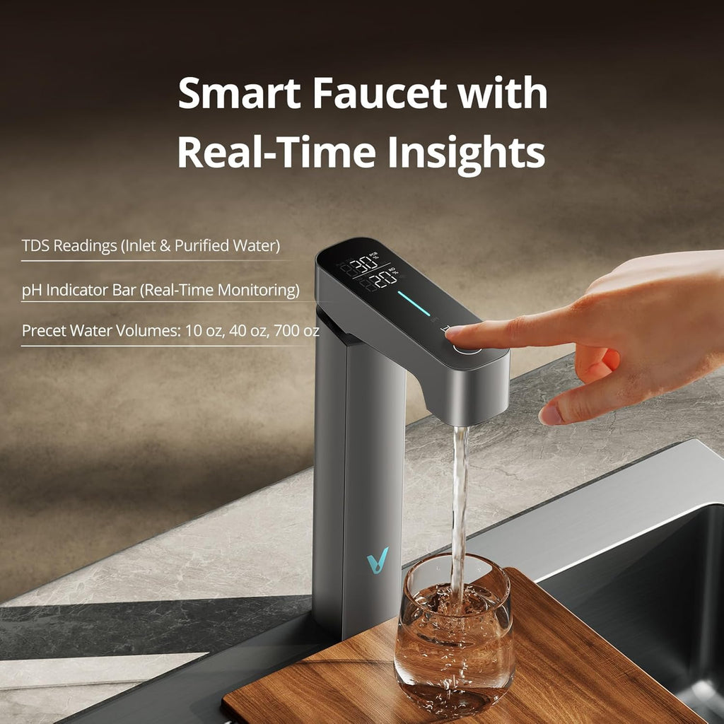 VIOMI® Master M1 Reverse Osmosis Alkaline Mineralization pH+ Water Filter, Lead & PFAS Reduction Under Sink Tankless RO System, NSF/ANSI 372 ETL Tested, Smart Faucet & App Monitor, 1000 GPD, BPA Free