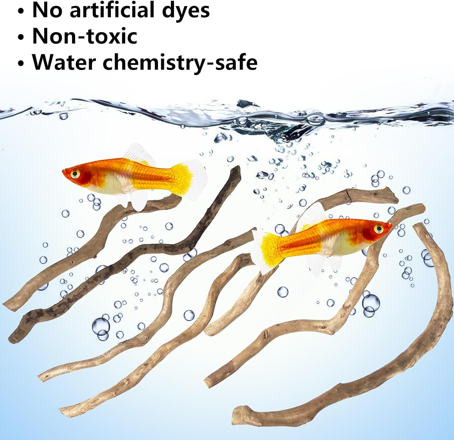 Hamiledyi Natural Driftwood for Aquarium Decor - Red Moor Wood 10"-15" Long Assorted Shapes (400g) Safe Branches for Fish Tank & Reptile Habitat - Natural Aquarium Wood Decorations (Medium Branches)