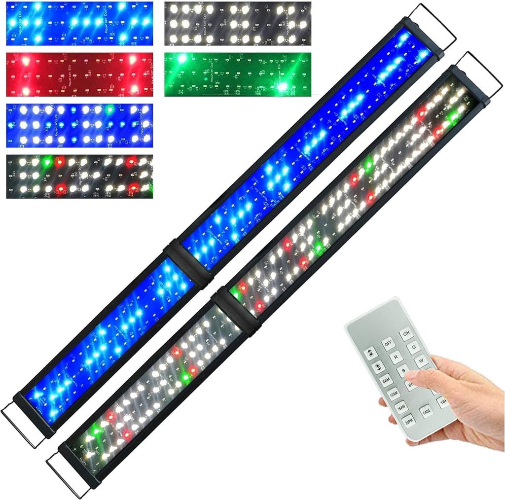 KZKR Upgraded Led Aquarium Light 11 to 78 inch Full Spectrum Fish Tank Light Adjustable Remote Control Hood Lamp Lighting for Freshwater Saltwater Marine (Remote Control Multicolor 60-72 Inch(24+36"))