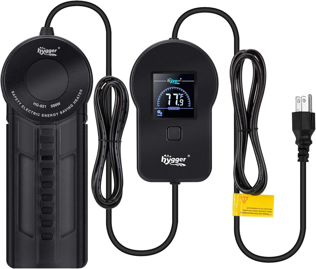 hygger 500W Aquarium Heater, Submersible Fish Tank Water Heater with External Color LED Digital Temperature Controller, Fast Heating for 60~120 Gallon
