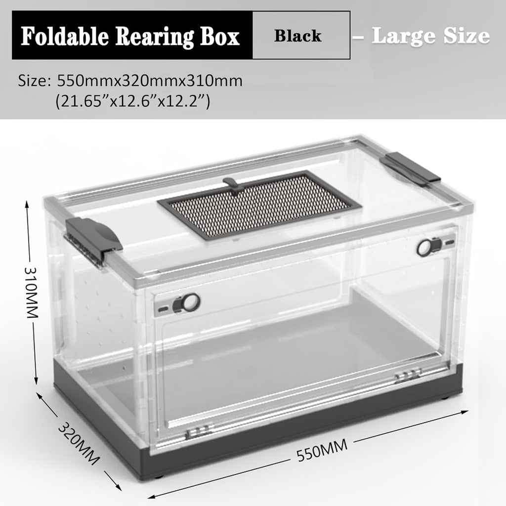 Large Snake Reptile Tank Amphibians Habitat Cages Sliding Screen Top for Lizard,Gecko, Frog, Hamster Animals(21.65"x12.6"x12.2") (Black)