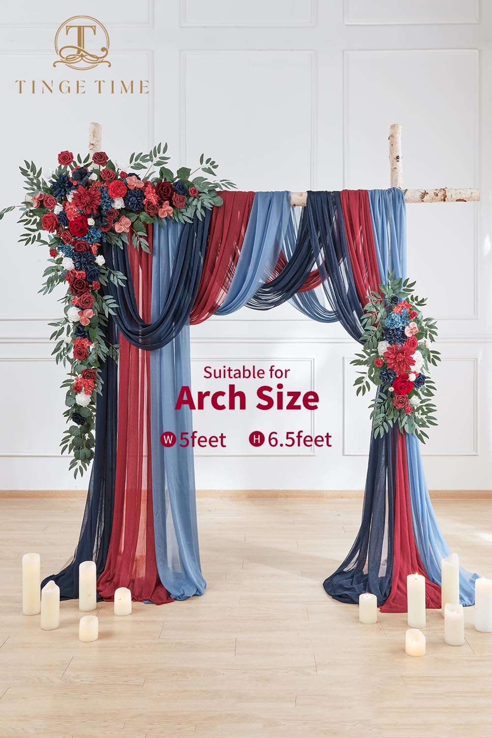 TINGE TIME Artificial Arch Flowers Kit Pack of 5, Wedding Decorations for Reception with Hanging Flowers, Wedding Arch Silk Floral Arrangements Ceremony Backdrop Bridal Shower Outdoor Party Decor