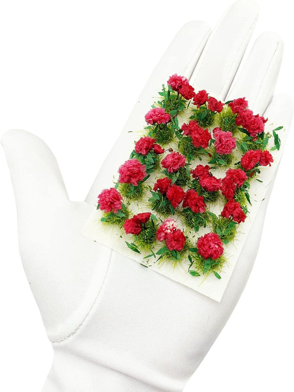 20Pcs Miniature Flower Cluster Grass Flower Tufts for Mini Dollhouse Fairy Garden Railway Simulated Static Scenery Micro Landscape Model (Red)