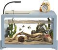 2.6 Gallon Plastic Fish Tank Ultra-Clear Shatterproof Desktop Small Aquarium Filters and Lights Can Be Installed for Betta/Goldfish/Shrimp and Aquatic Planting Fish Bowl (Blue)
