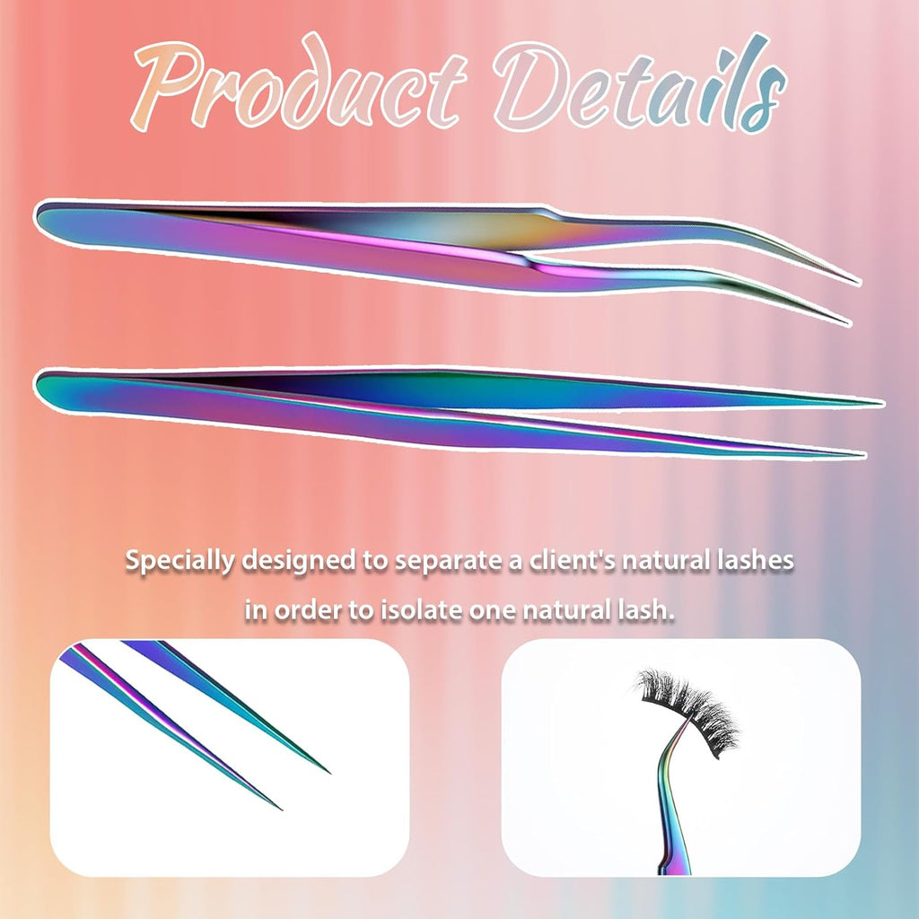 2PCS Sticker Tweezers, Tweezers for Crafting Straight and Curved Tip Tweezer Stainless Tweezer for Stickers Eyelash Extensions Precision Electronics Nail Rhinestone Jewelry, Scrapbooking Tools