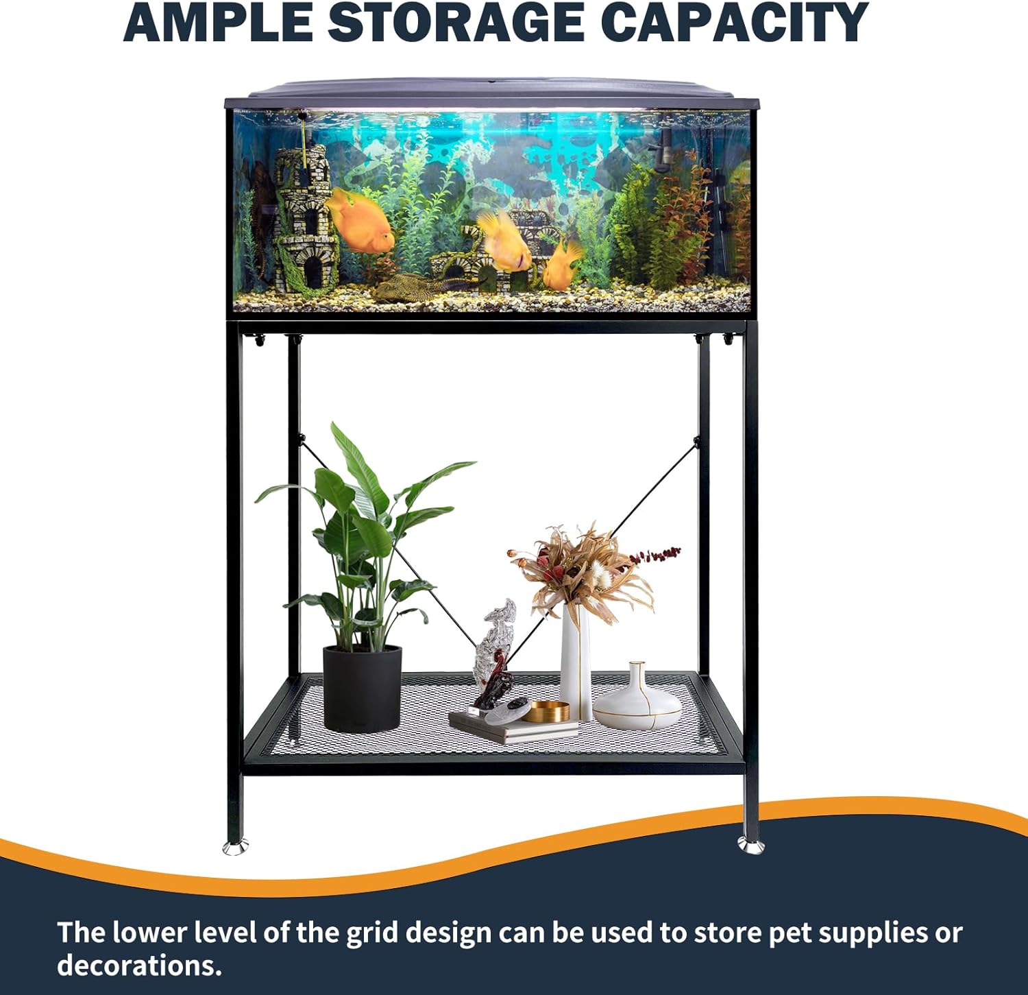 TONGMO Fish Tank Stand: The Perfect 10 Gallon Metal Aquarium Stand Measuring 22.8" W x 10.6" D x 31.3" H to Fit Your Aquatic Display Needs.