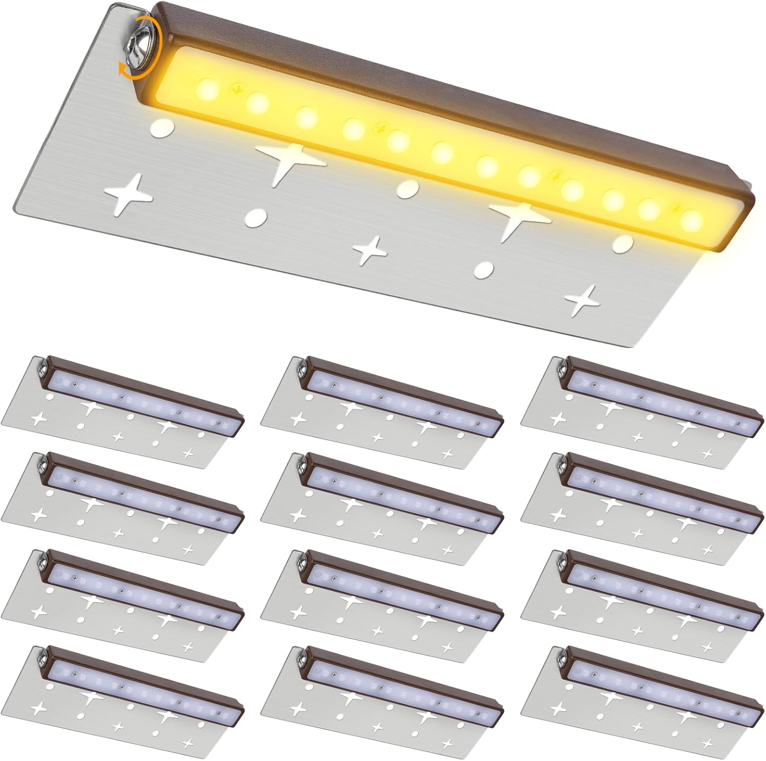 Retaining Wall Lights,12 Pack 7 Inch LED Hardscape Lighting,12-36V 2.5W Low Voltage Fence Lights,Outdoor Step Lights with IP67 Waterproof 2700K Warm Light