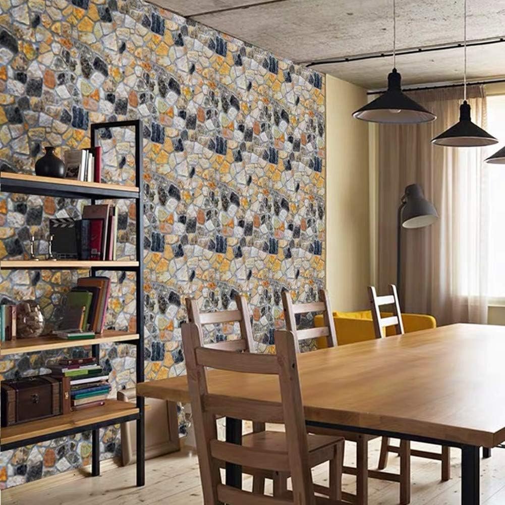 Yancorp 32.8ft Brown Brick Wallpaper Peel and Stick Wallpaper Self-Adhesive Stone Wallpaper Brick Contact Paper Fireplace Kitchen Backsplash