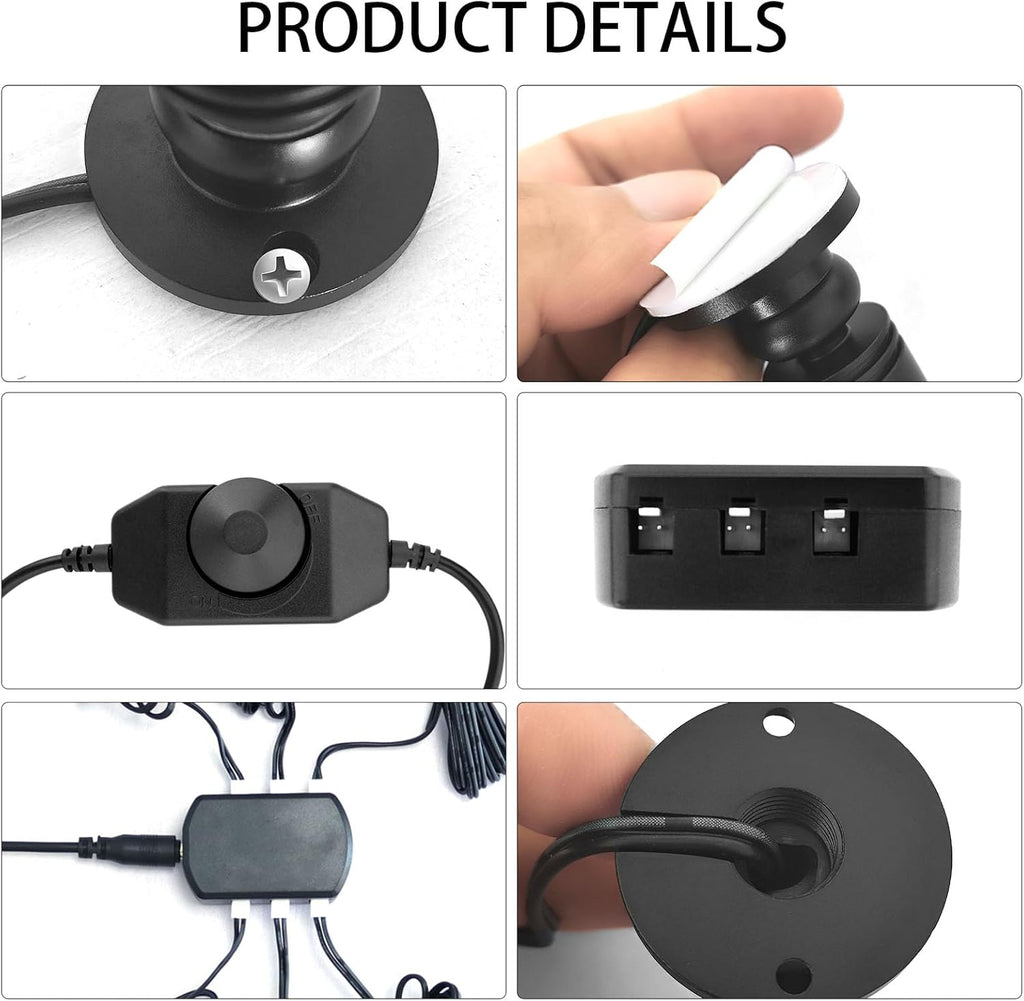 USB-Powered Dimmable Mini Jewelry Display Lights, 6-Pack 1W Adjustable Mini Spotlights, Cold White Spotlight，Led Spotlight for Counter Cabinet Showcase with Brightness Control Switch