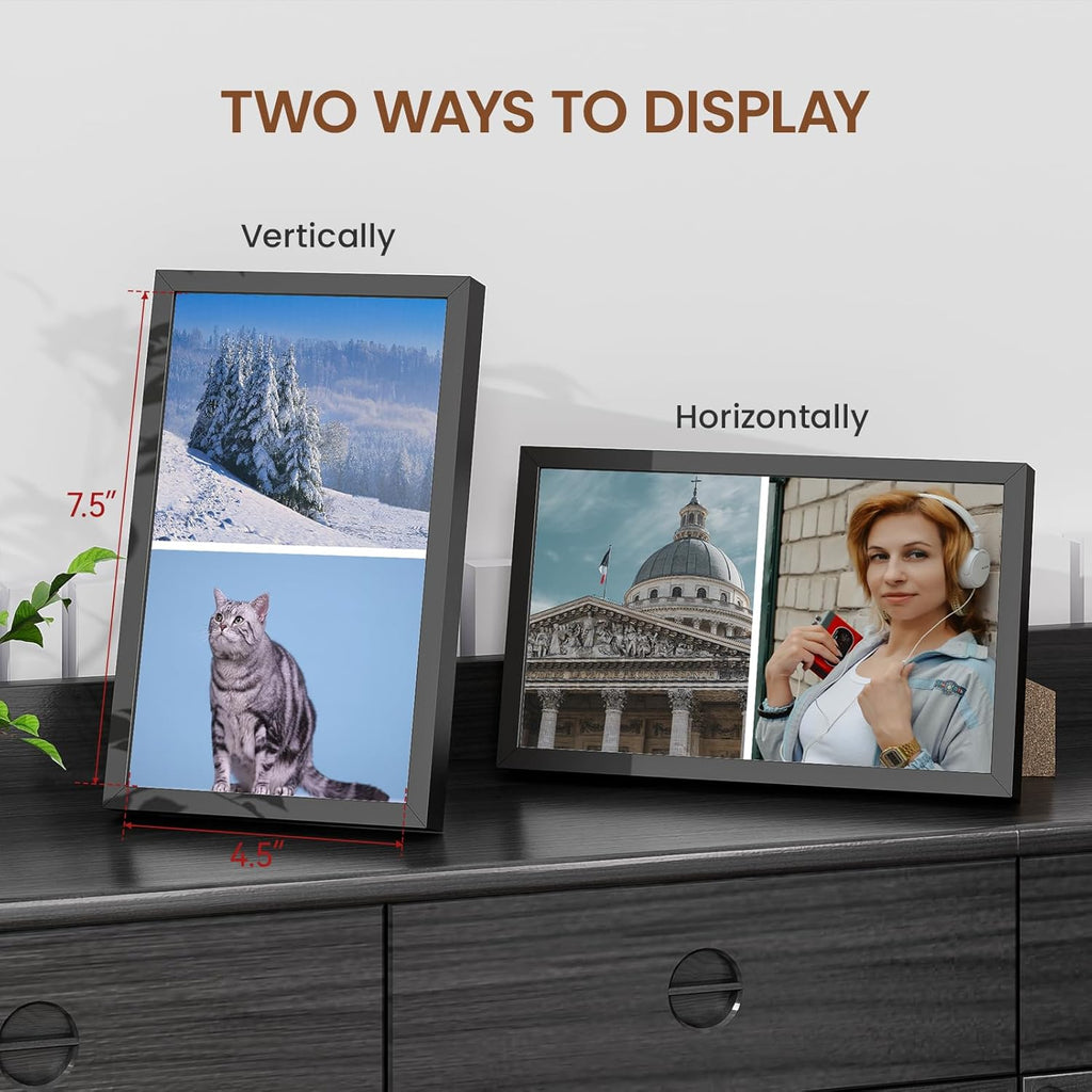 Heimlove 5x8 Metal Picture Frame,Black Aluminum Photo Frames-Real Tempered Glass,Tabletop Display,Mounting Horizontally or Vertically Decor for Wall-1Pack