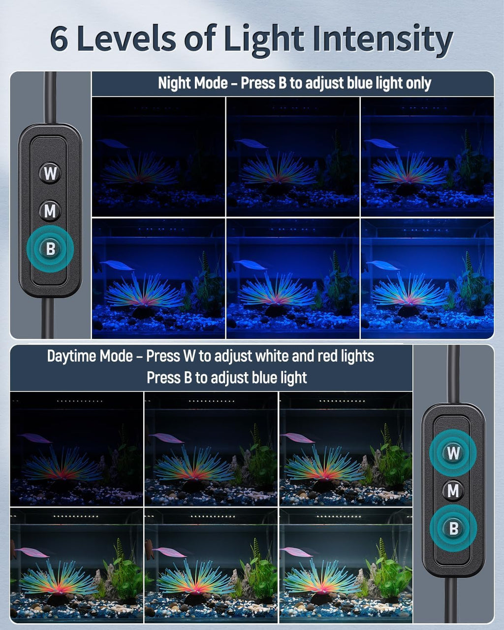 Pawfly 28W Aquarium LED Light for 36 to 42 Inch Fish Tanks Extendable Fish Tank Light with Full Spectrum Brilliant White Blue Red Lights with Daytime & Night Modes and Adjustable Brightness