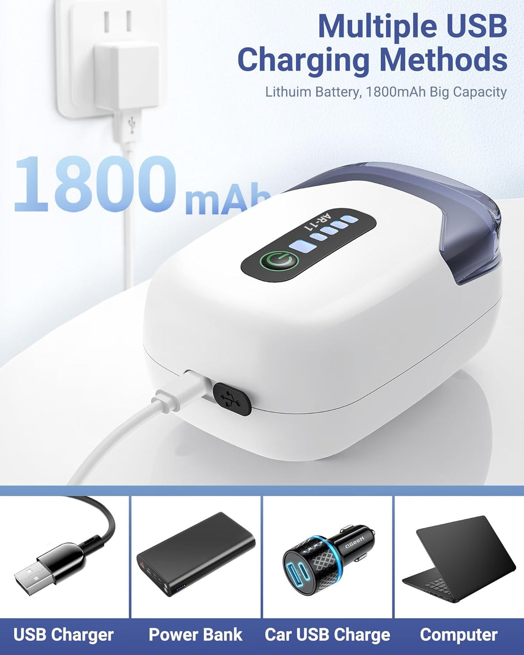 Aquarium Air Pump, Rechargeable Portable Oxygen Pump with Single/Dual Outlets, Quiet Aerator for Fish Tank up to 30/70 Gallon, Outdoor Fishing, Fish Transport and Power Cut.