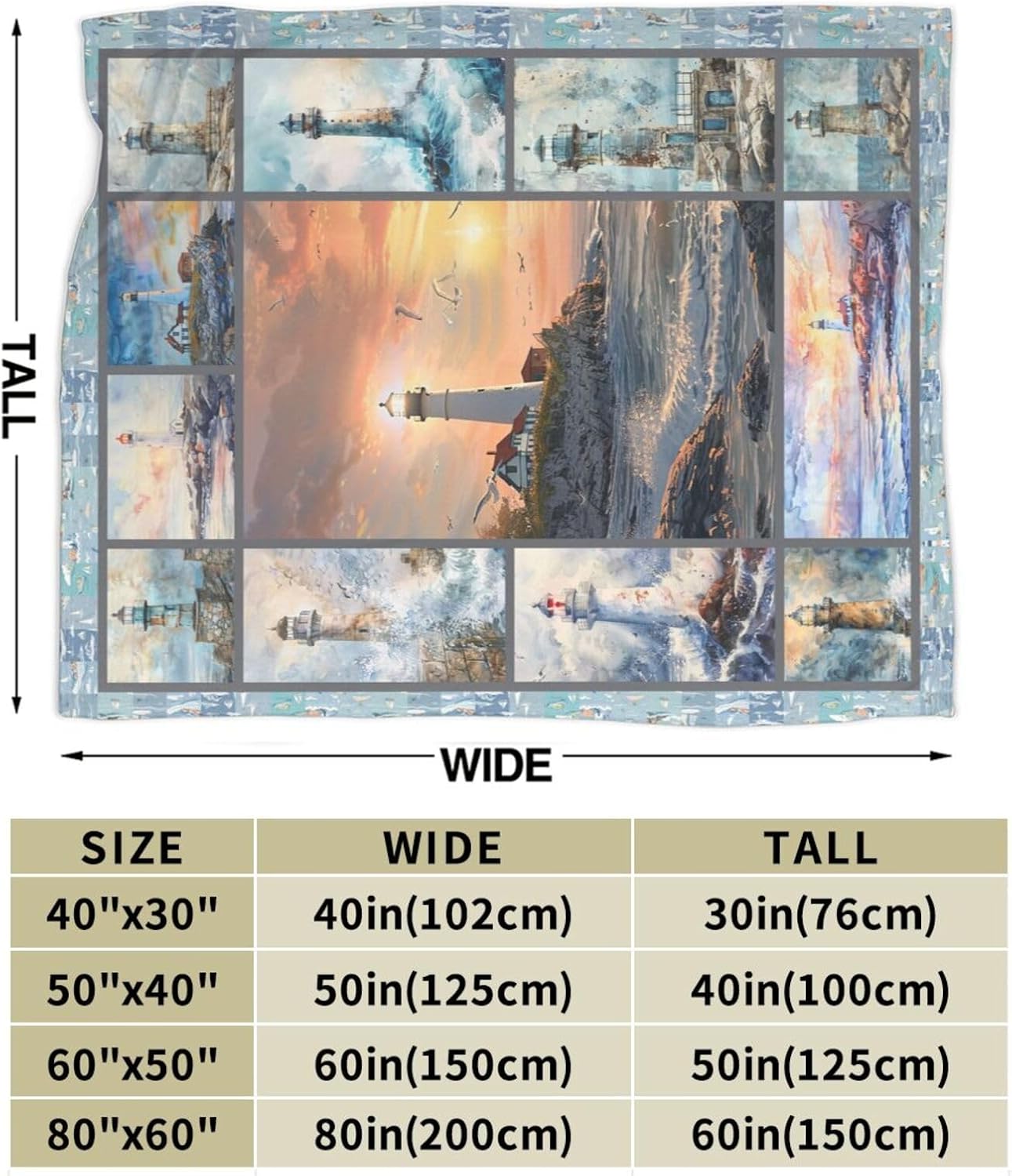 Lighthouse Blanket Nautical Throw Blanket Lighthouse Flannel Stuff Merch Cozy Decor Fleece Plush Fuzzy Warm Soft Lightweight Bedding Gifts for Girls Women Men Boy Couch Sofa 60"X50"
