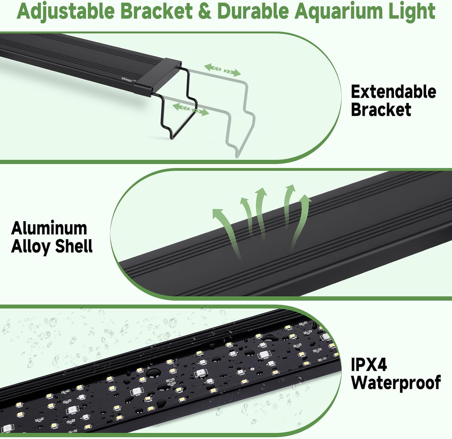 hygger LED Aquarium Light with Timer, 20W Full Spectrum Fish Tank Plant Growth Lamp, 24 H Remote Control, Adjustable Brightness & 10 Colors, Extendable Bracket, Power-Off Memory, Fits 18-24 Inch Tank