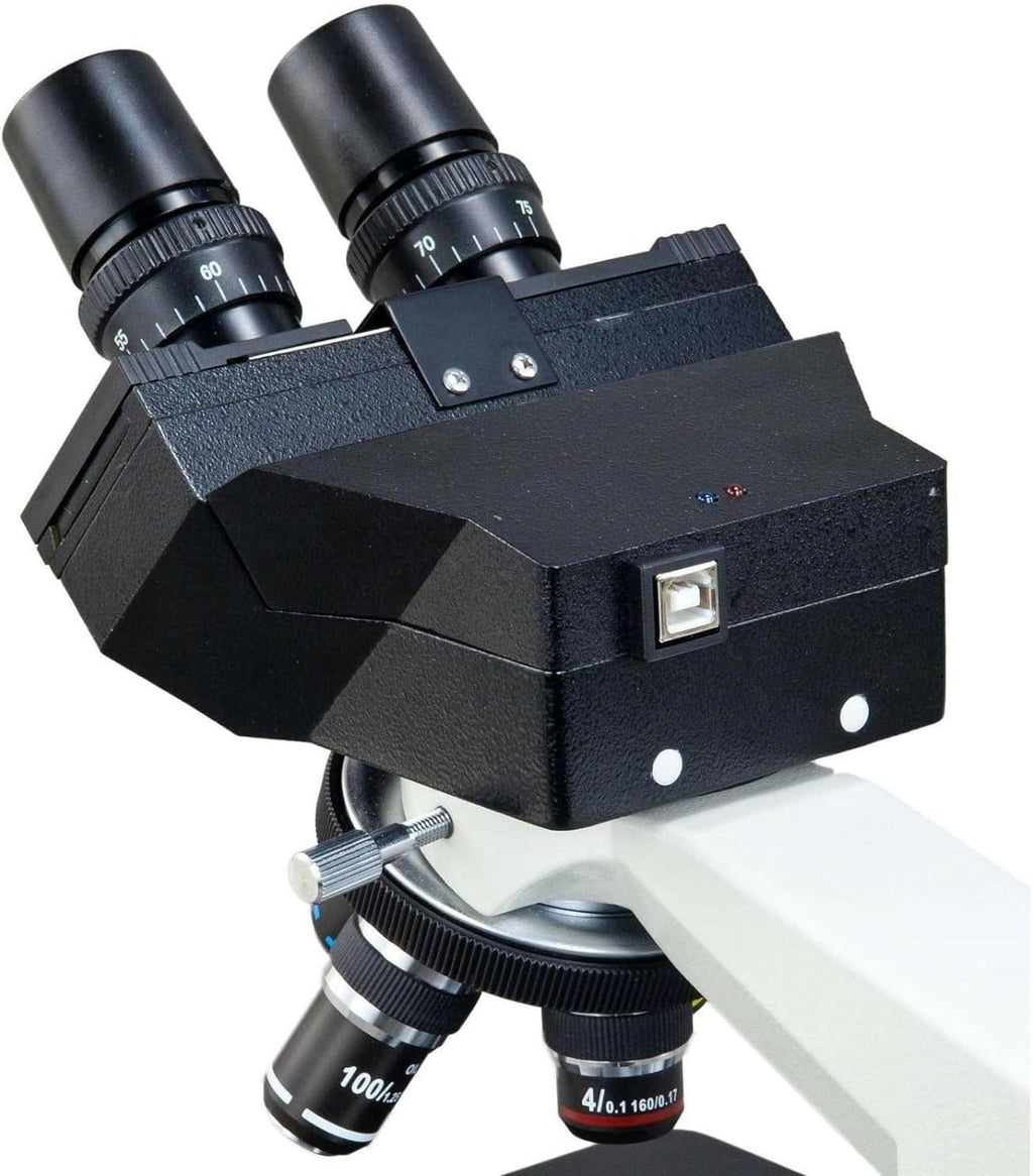OMAX MD827S30-PHD 3MP Digital Integrated Microscope - 40X-2000X Magnification - Compound Binocular Microscope with Phase-Contrast Kit & Halogen Illumination