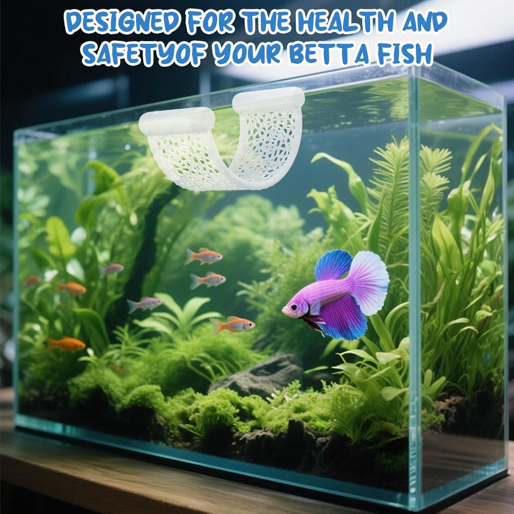 2 Pack Floating Betta Hammock Leaf Bed – Resting Platform for Betta Fish, Shrimp & Small Fish | Compact Aquarium Decor for Nano Tanks, Low Flow Aquariums & Aquascape Setup (White)
