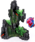 Large Rockery Aquarium Decoration Resin - Mountain View Stone Fish Tank Ornament with Small Caves-Approx. 9.7" L x 5.9" W x 11.8" H(Rockery)