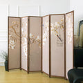 6 Panel Room Divider Folding Privacy Screen,5.6 FT Tall Double Faced Panel Screen,Blackout Panel Divider for Room Seperation,Flower and Bird
