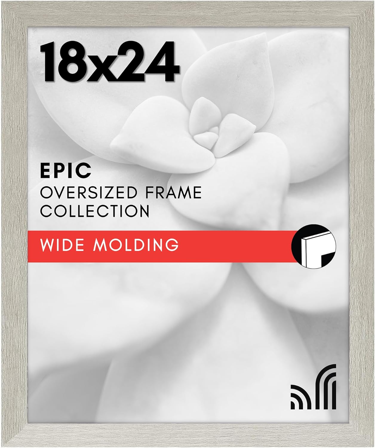 Americanflat 18x24 Poster Frame with Polished Plexiglass - Wide Picture Frames Made of Engineered Wood for Vertical or Horizontal Wall Display - Epic Collection - Grey