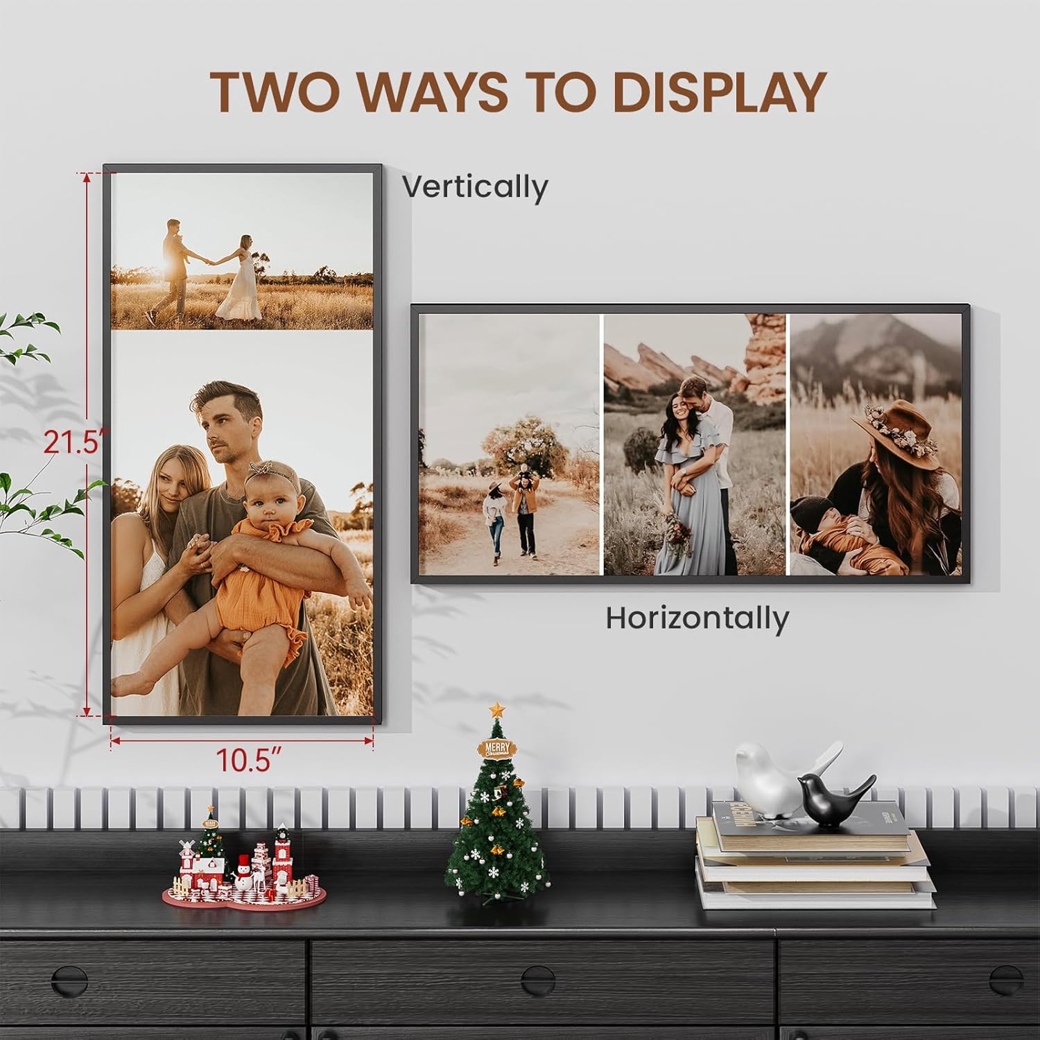 Heimlove 11x22 Metal Newspaper Frame,Black Aluminum Photo Frames-Real Tempered Glass,Wall Gallery Poster Puzzles Artwork frame Mounting Horizontally or Vertically Decor for Wall-1Pack