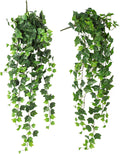 RECUTMS 2 Strands Artificial Vines Ivy Garland 39.4inch Fake Vines with Silk Green Leaves Faux Hanging Plants Greenery Decorations for Bedroom Table Centerpieces Wall Party Wedding Room Decor
