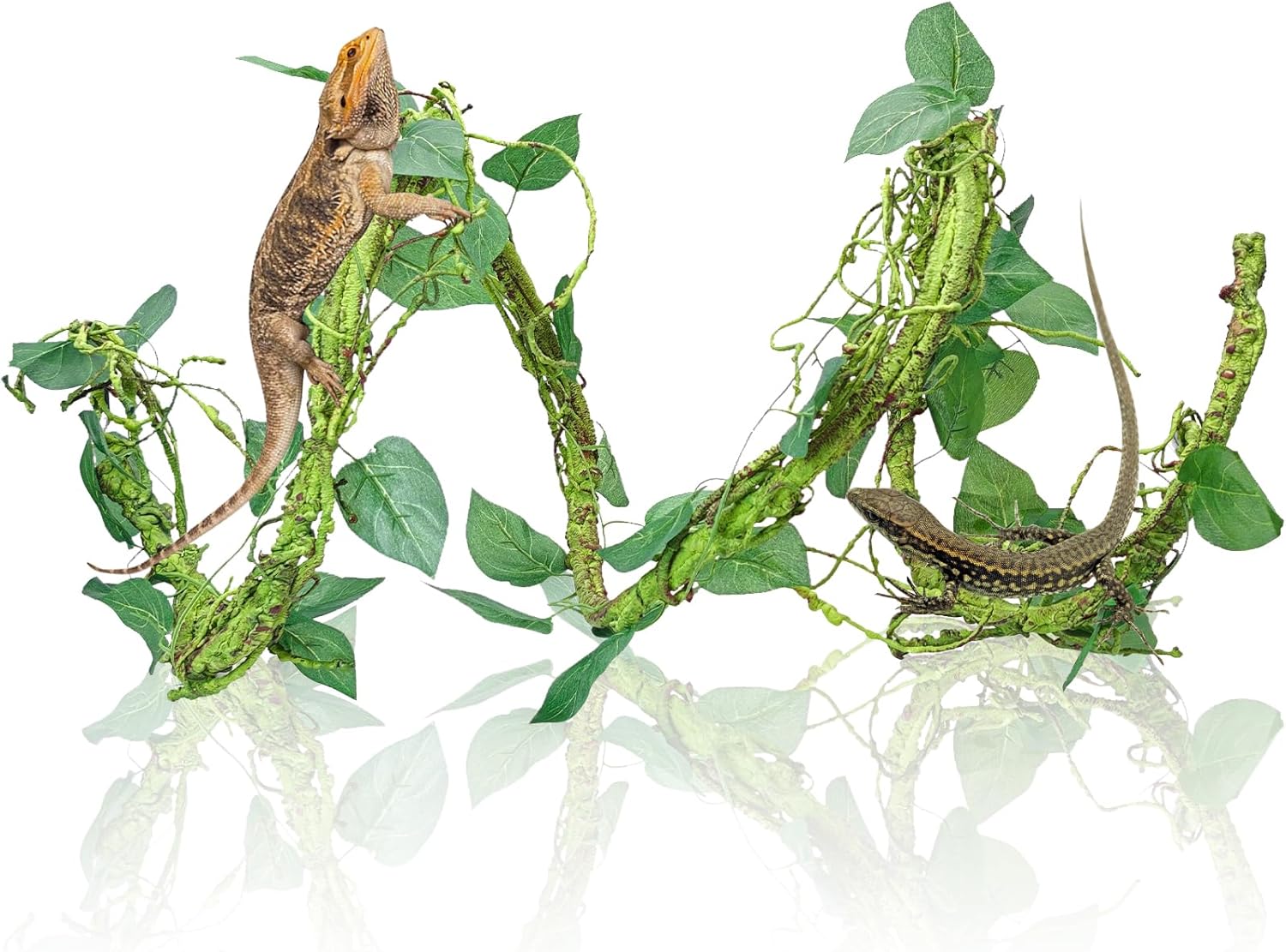 VCEPJH Medium Reptile Vines Thick Terrarium Plants 118 Inches Long Flexible Climbing Branch Lizard Tank Accessories Greenery Habitat Decor for Bearded Dragon Chameleon Gecko Frog Snake (M)