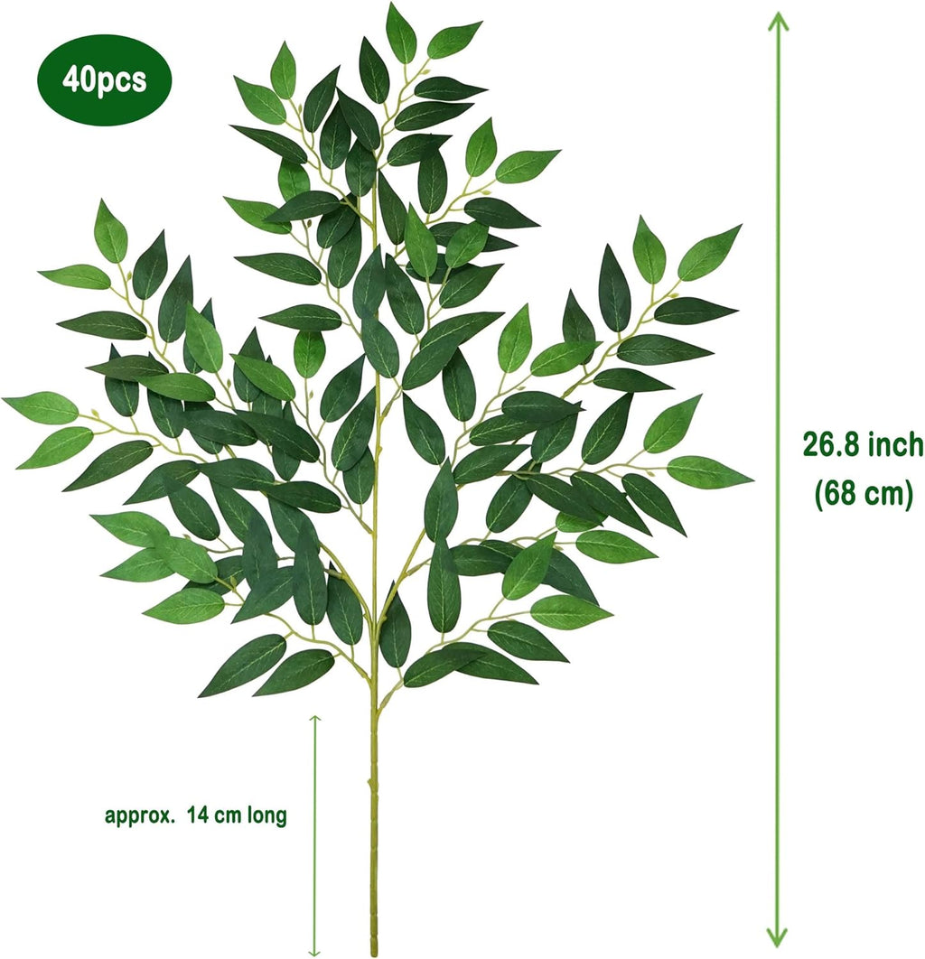 40pcs Italian Ruscus Greenery 68cm Artificial Greenery Stems Leaf Greenery Garland for Wedding Arch Flowers Centerpieces Balloon Arch Home Decor